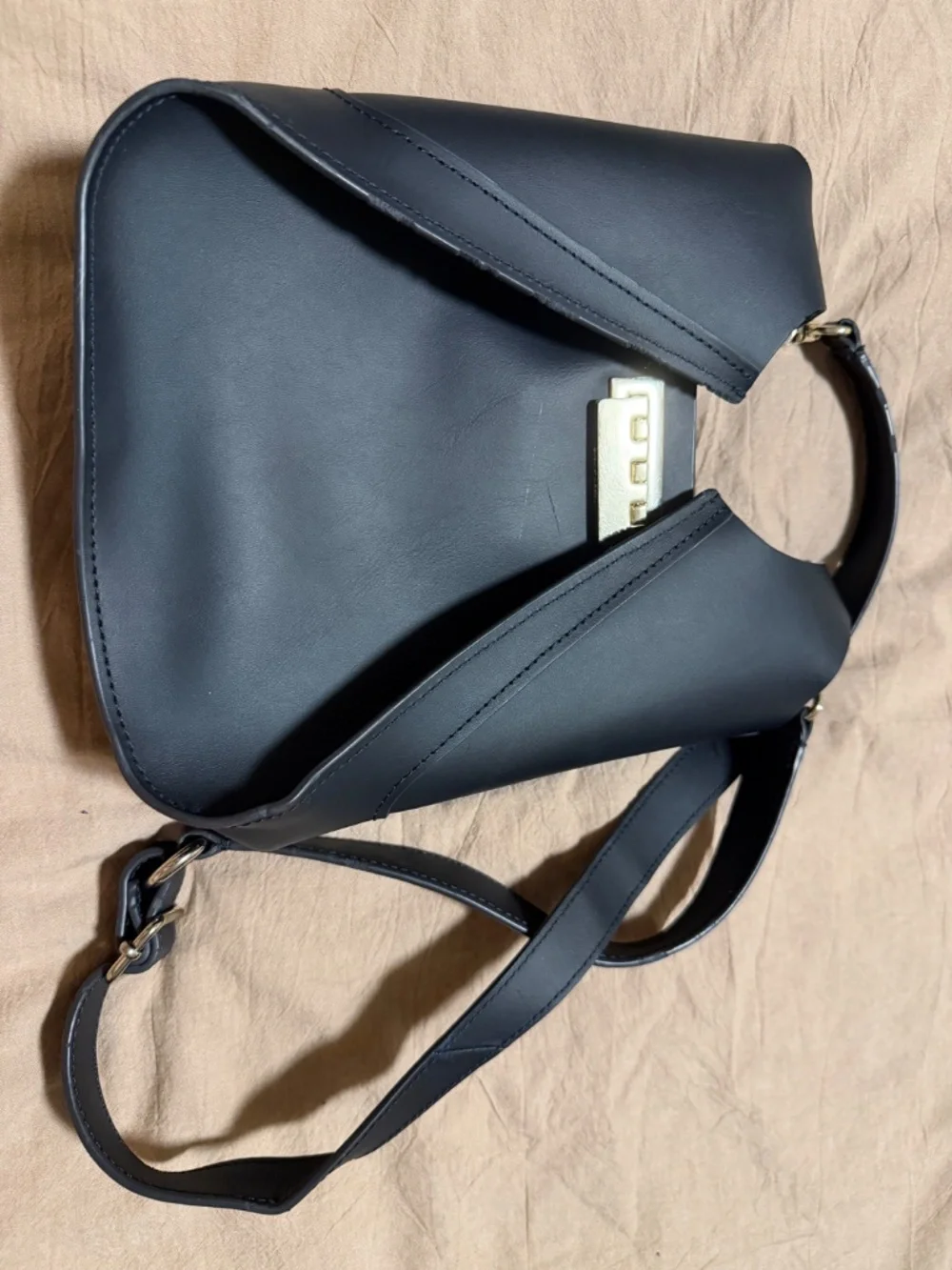 ZAC Zac Posen Belay Crossbody Bucket Bag purse Navy Blue